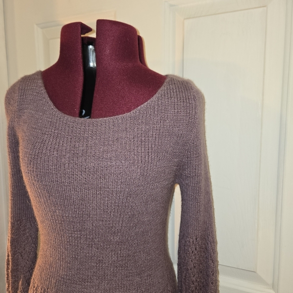 Knitted & Knotted By Anthropologie Alpaca Small Purple Long Sleeve Sweater Dress - Picture 2 of 10